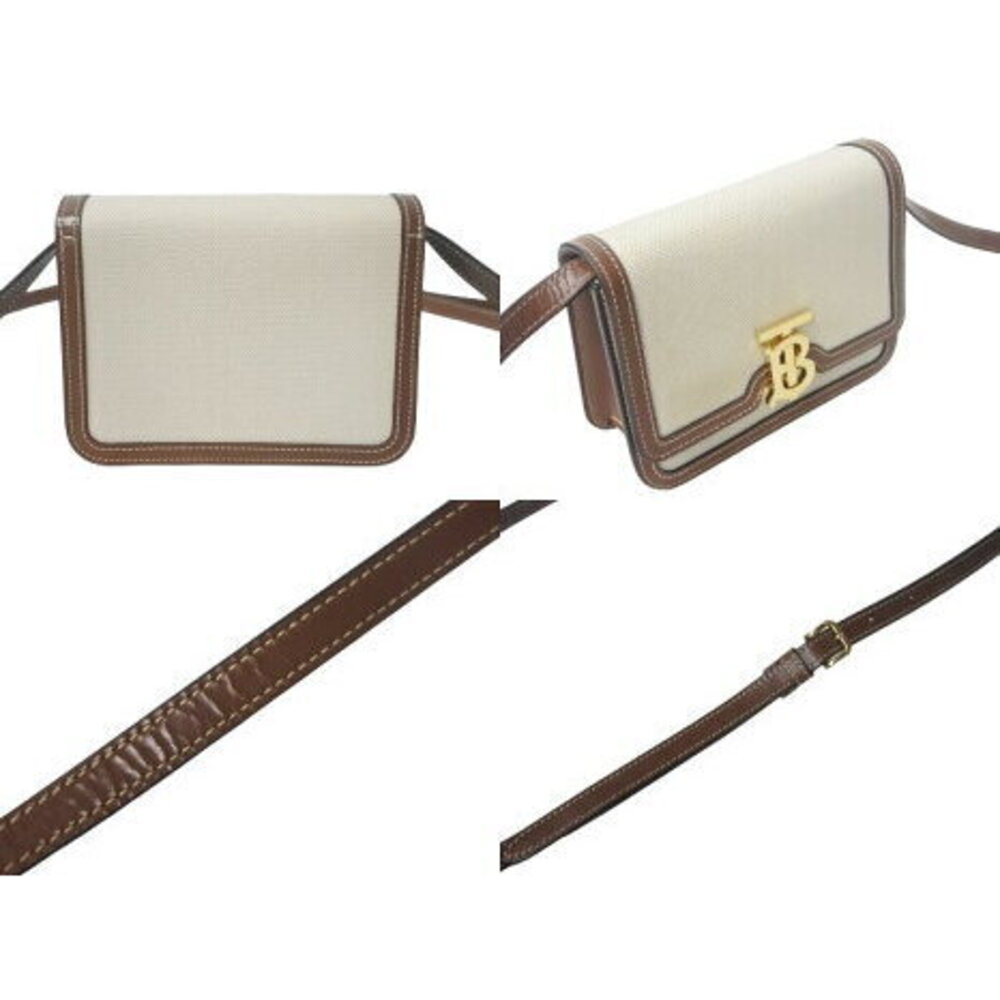 Burberry Shoulder Bag Canvas Leather Beige Tan Brown Gold - Picture 3 of 8